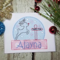 Christmas Globe with Reindeer Machine Applique Design